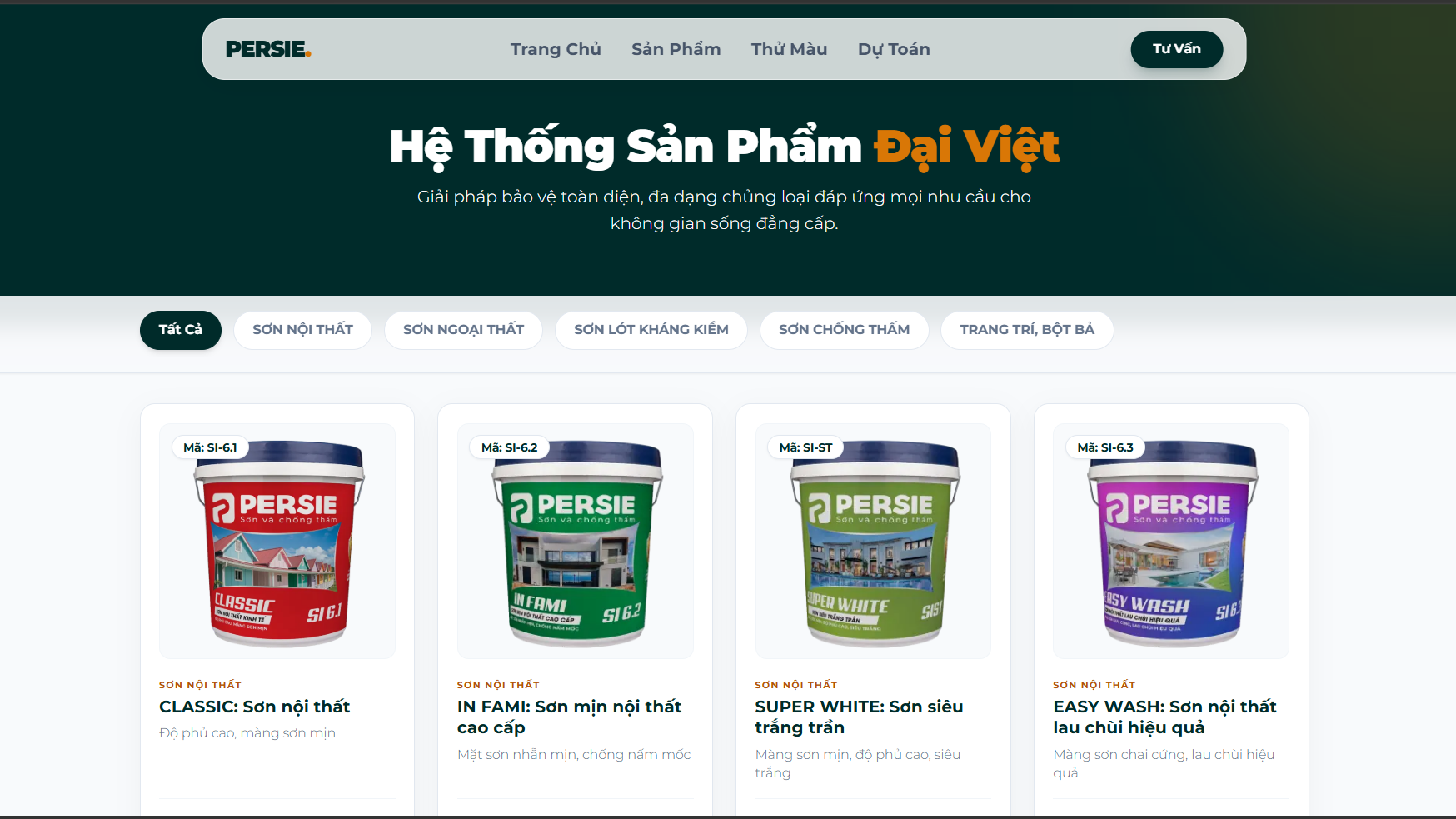 Trang chi tiết sản phẩm Sơn Persie